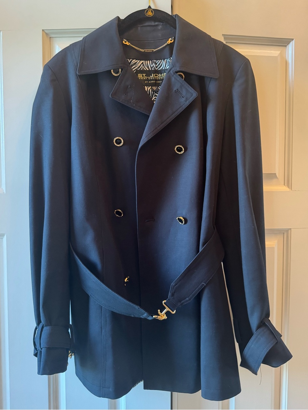 St. John black Double-Breasted Trench Coat